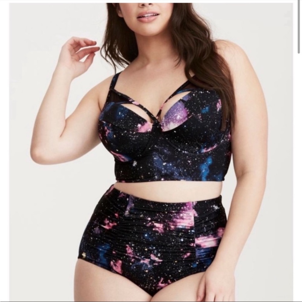 Torrid Galaxy high waist ruched bikini bottom